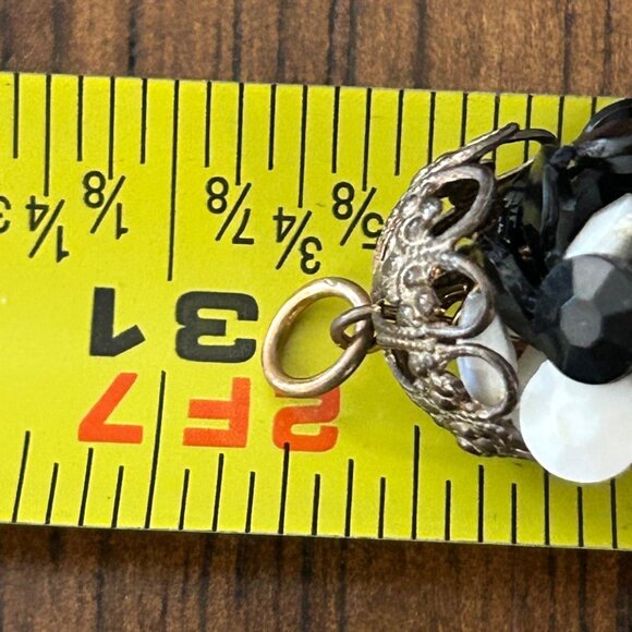 Vintage Multi-Strand Black White Necklace 1970s Acrylic Bead Torsade Statement - Picture 16 of 16